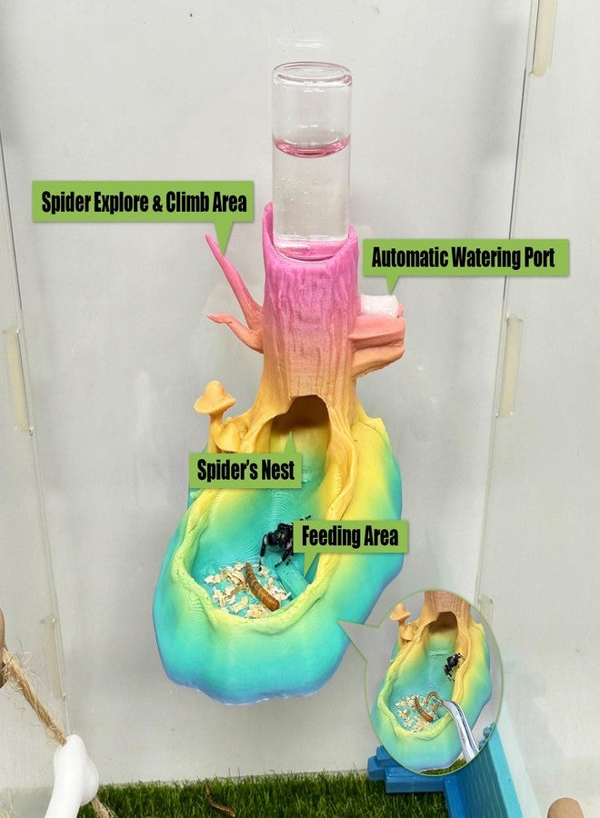 Daerky Jumping Spider Water Dispenser, Jumping Spider Hideout,Magnetic Hanging Water Feeder and Hidden Cave,Fence Accessories for Small Animals Such as Jumping Spiders, arboreal Animals, etc. (Color) - Image 4